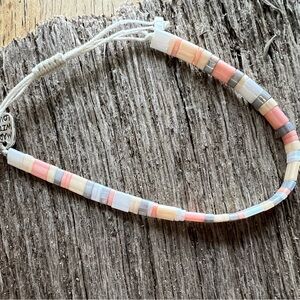 Colorful Miyuki Tila Glass Bead Bracelet Peachy Coral White Gray Yellow Colors